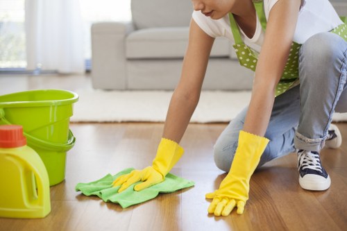 Technician inspecting upholstery before deep cleaning in Hammersmith